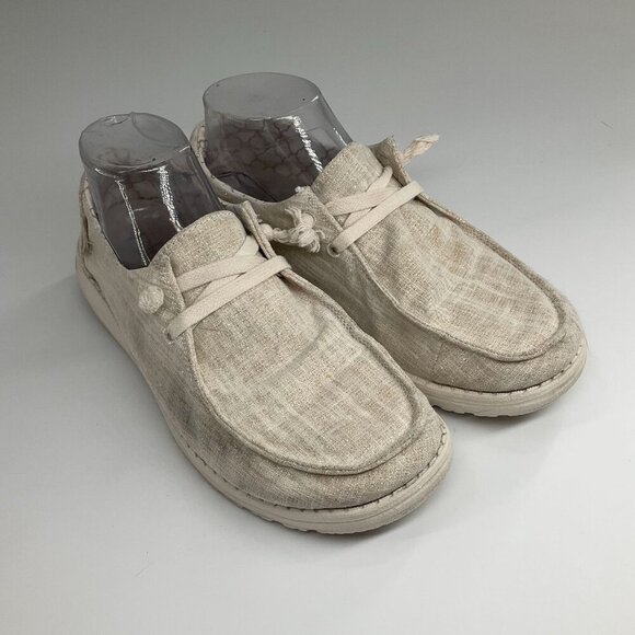 Hey Dude Womens Wendy Slip On Low Top Glitter Lightweight Loafers Shoes Beige 9 - Picture 1 of 9